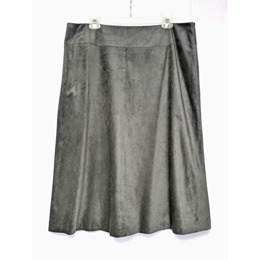 NEW Vintage Sigrid Olsen Faux Suede A-Line Skirt Womens Size XL Sage Green